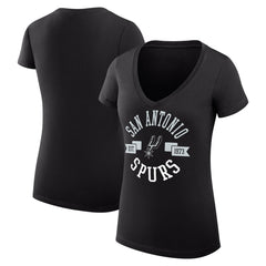 San Antonio Spurs G-III 4Her by Carl Banks Women's Super-Slim Fit Lightweight Large City Logo V-Neck T-Shirt Black - NBA
