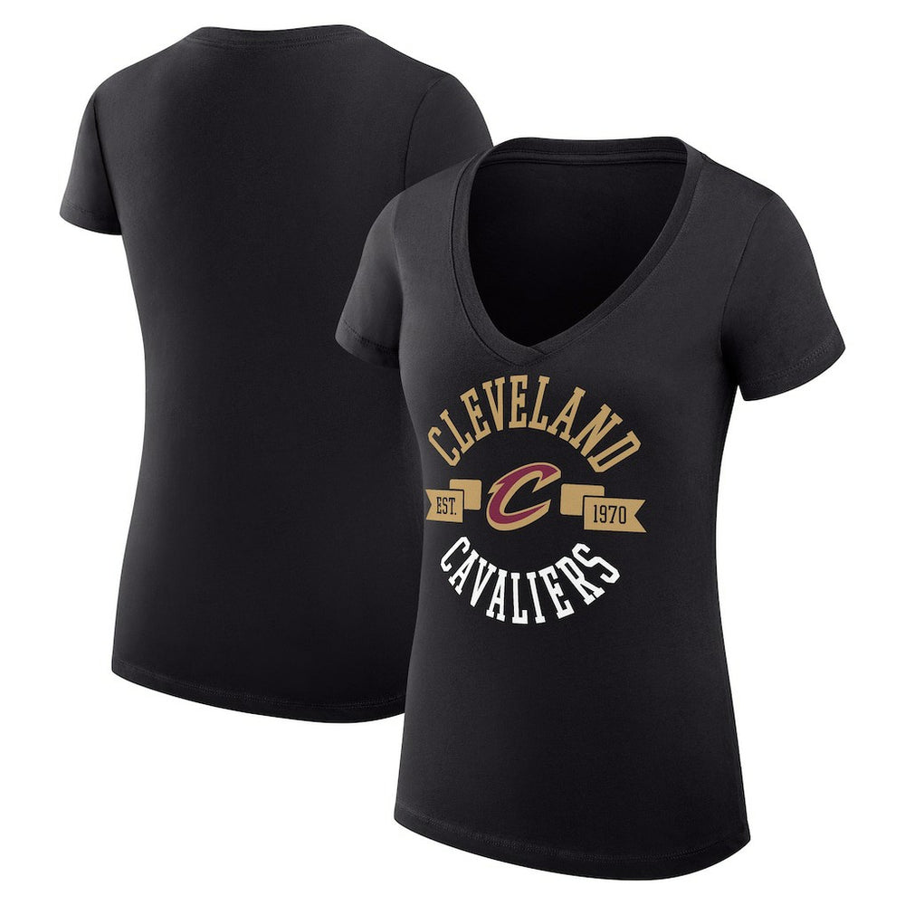 Cleveland Cavaliers G-III 4Her by Carl Banks Women's Super-Slim Fit Lightweight Large City Logo V-Neck T-Shirt Black - NBA