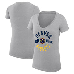 Denver Nuggets G-III 4Her by Carl Banks Women's Super-Slim Fit Lightweight Large City Logo V-Neck T-Shirt Heather Gray - NBA