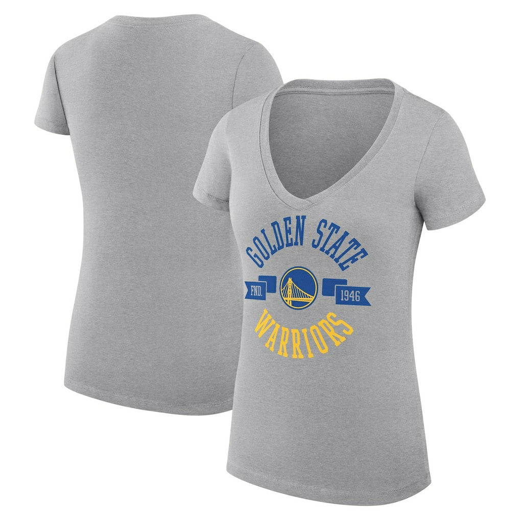 Golden State Warriors G-III 4Her by Carl Banks Women's Super-Slim Fit Lightweight Large City Logo V-Neck T-Shirt Heather Gray - NBA