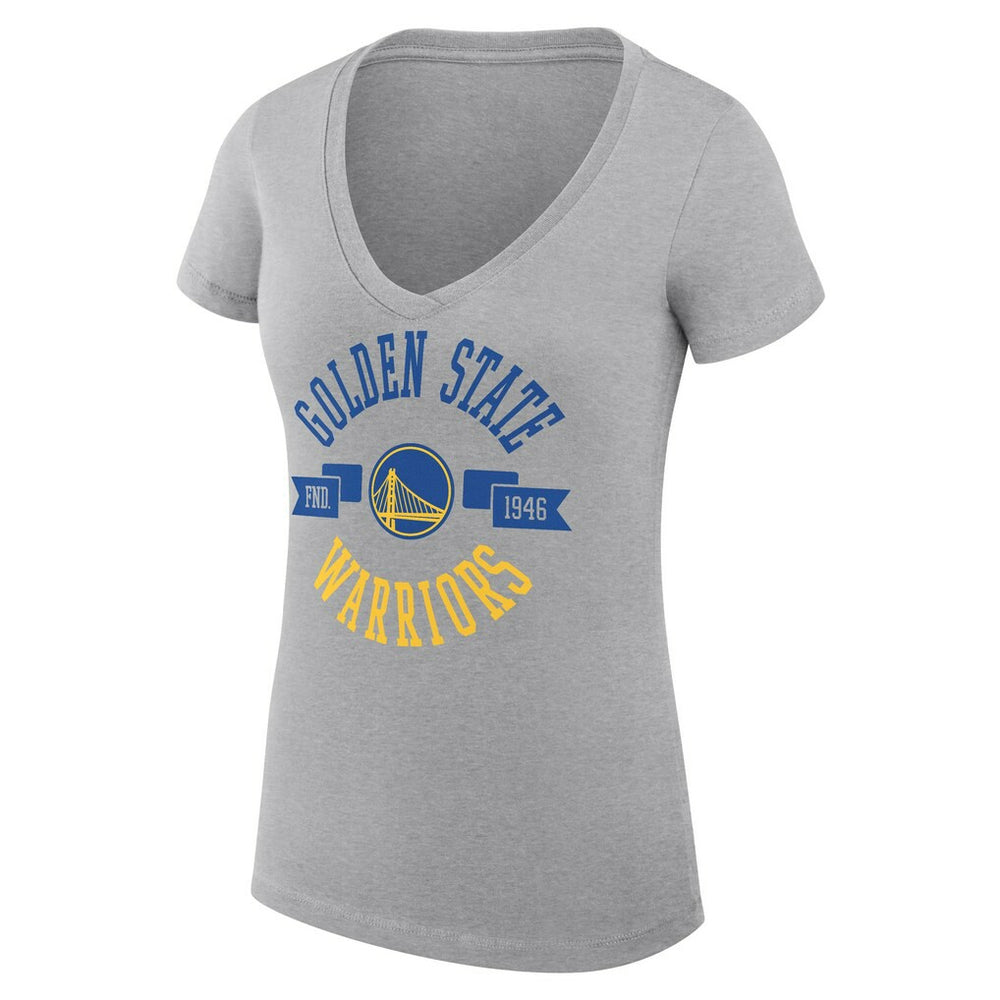 Golden State Warriors G-III 4Her by Carl Banks Women's Super-Slim Fit Lightweight Large City Logo V-Neck T-Shirt Heather Gray - NBA