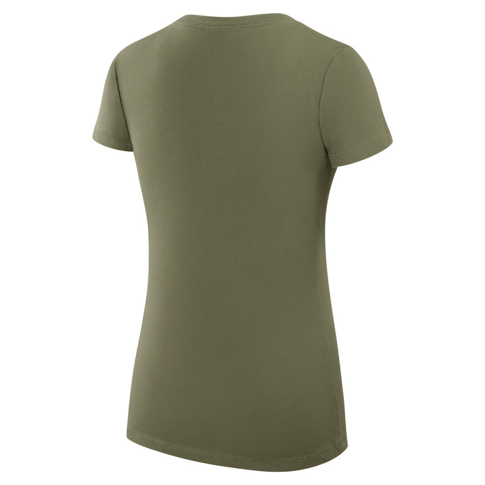 Milwaukee Bucks G-III 4Her by Carl Banks Women's Super-Slim Fit Lightweight Large City Logo V-Neck T-Shirt Olive - NBA