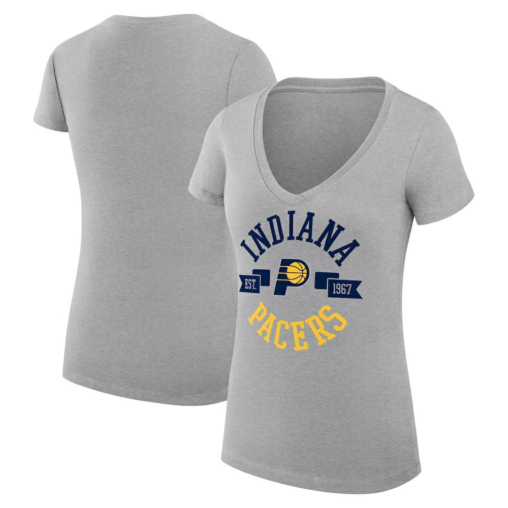 Indiana Pacers G-III 4Her by Carl Banks Women's Super-Slim Fit Lightweight Large City Logo V-Neck T-Shirt Heather Gray - NBA