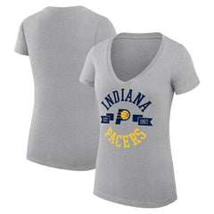 Indiana Pacers G-III 4Her by Carl Banks Women's Super-Slim Fit Lightweight Large City Logo V-Neck T-Shirt Heather Gray - NBA