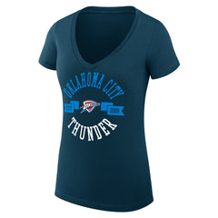 Oklahoma City Thunder G-III 4Her by Carl Banks Women's Super-Slim Fit Lightweight Large City Logo V-Neck T-Shirt Navy - NBA