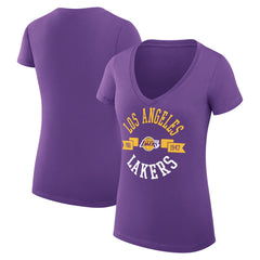 Los Angeles Lakers G-III 4Her by Carl Banks Women's Super-Slim Fit Lightweight Large City Logo V-Neck T-Shirt Purple - NBA
