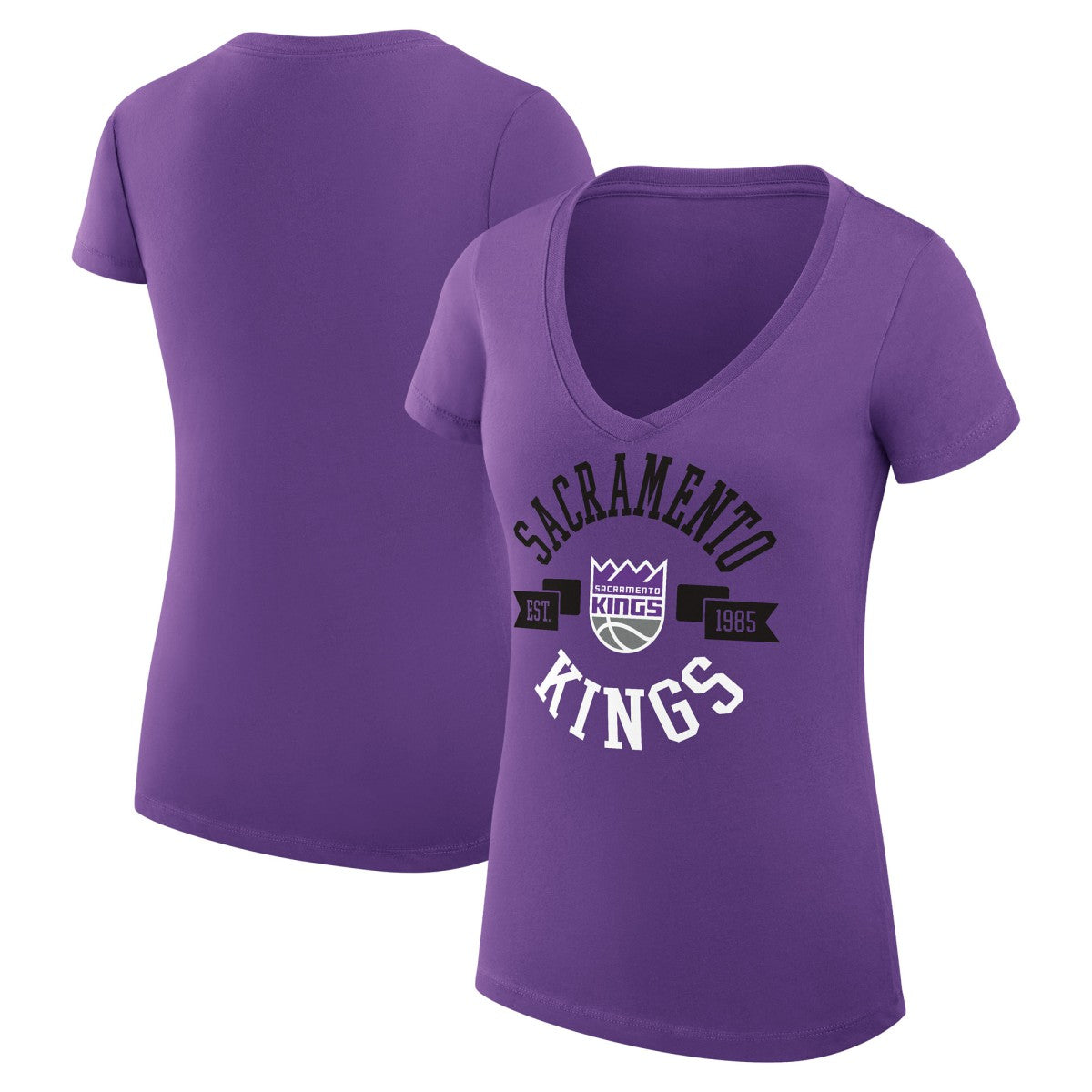 Sacramento Kings G-III 4Her by Carl Banks Women's Super-Slim Fit Lightweight Large City Logo V-Neck T-Shirt Purple - NBA