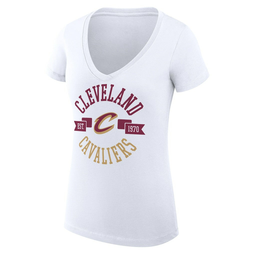 Cleveland Cavaliers G-III 4Her by Carl Banks Women's Super-Slim Fit Lightweight Large City Logo V-Neck T-Shirt White - NBA