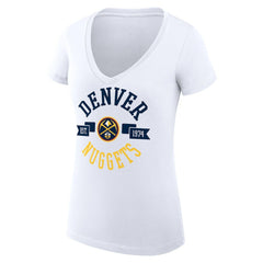 Denver Nuggets G-III 4Her by Carl Banks Women's Super-Slim Fit Lightweight Large City Logo V-Neck T-Shirt White - NBA