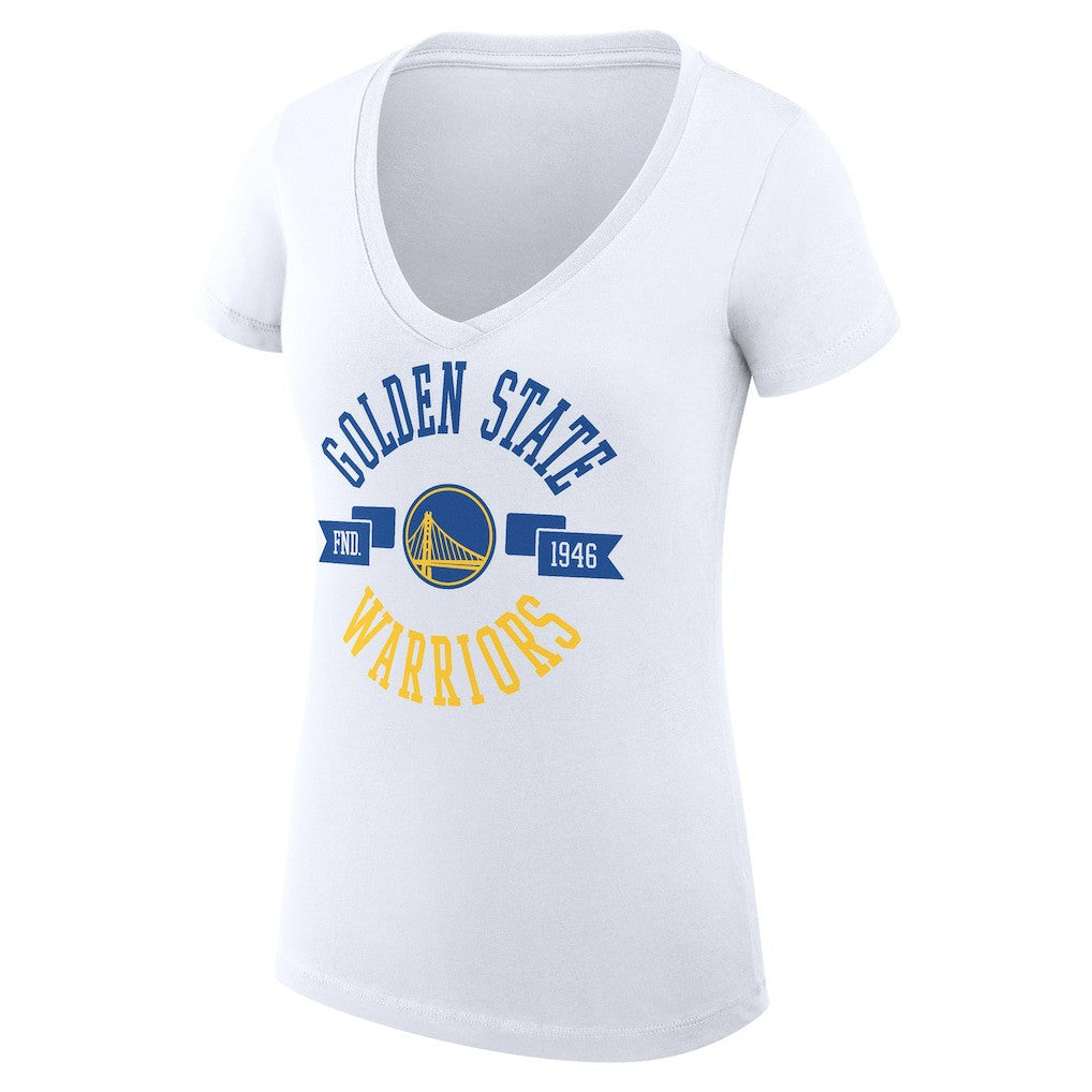 Golden State Warriors G-III 4Her by Carl Banks Women's Super-Slim Fit Lightweight Large City Logo V-Neck T-Shirt White - NBA