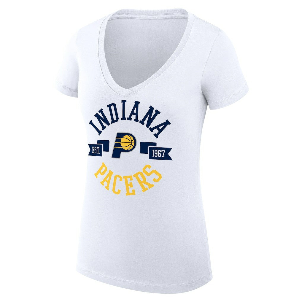 Indiana Pacers G-III 4Her by Carl Banks Women's Super-Slim Fit Lightweight Large City Logo V-Neck T-Shirt White - NBA