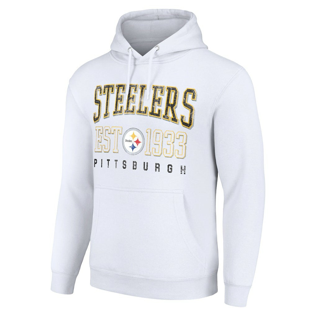 Pittsburgh Steelers Starter Unisex Throwback Logo Pullover Hoodie White | NFL