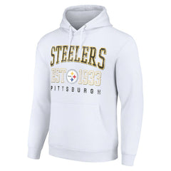 Pittsburgh Steelers Starter Unisex Throwback Logo Pullover Hoodie White | NFL