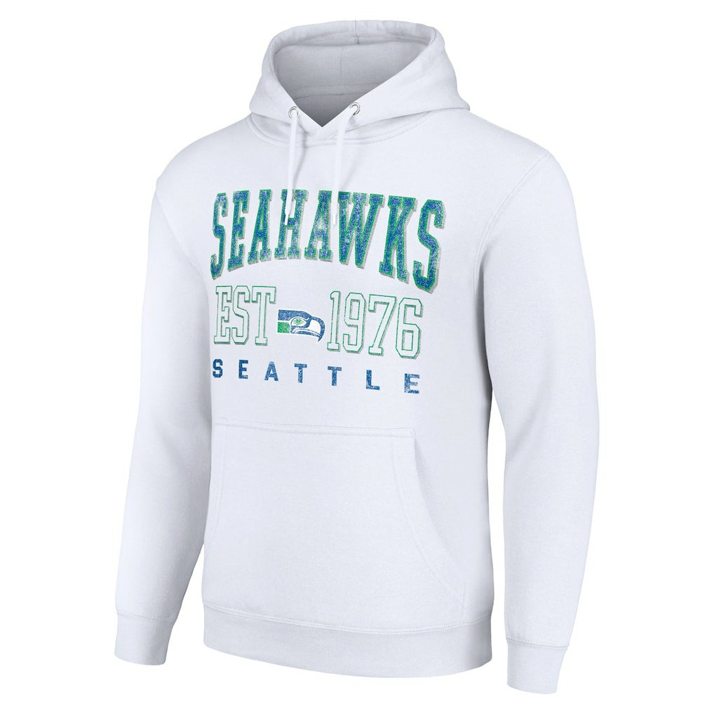 Seattle Seahawks Starter Unisex Throwback Logo Pullover Hoodie White | NFL