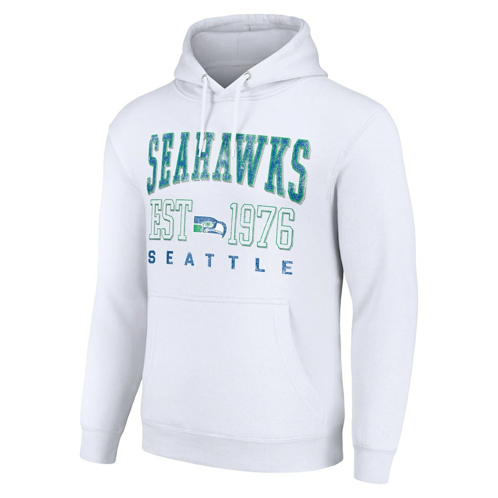 Seattle Seahawks Starter Unisex Throwback Logo Pullover Hoodie White | NFL
