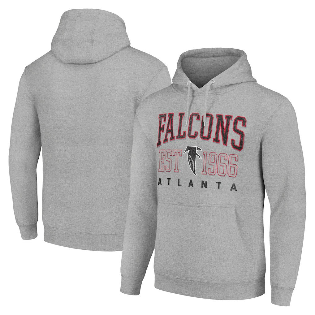 Atlanta Falcons Starter Unisex Throwback Logo Pullover Hoodie Heather Gray | NFL