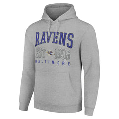Baltimore Ravens Starter Unisex Throwback Logo Pullover Hoodie Heather Gray | NFL