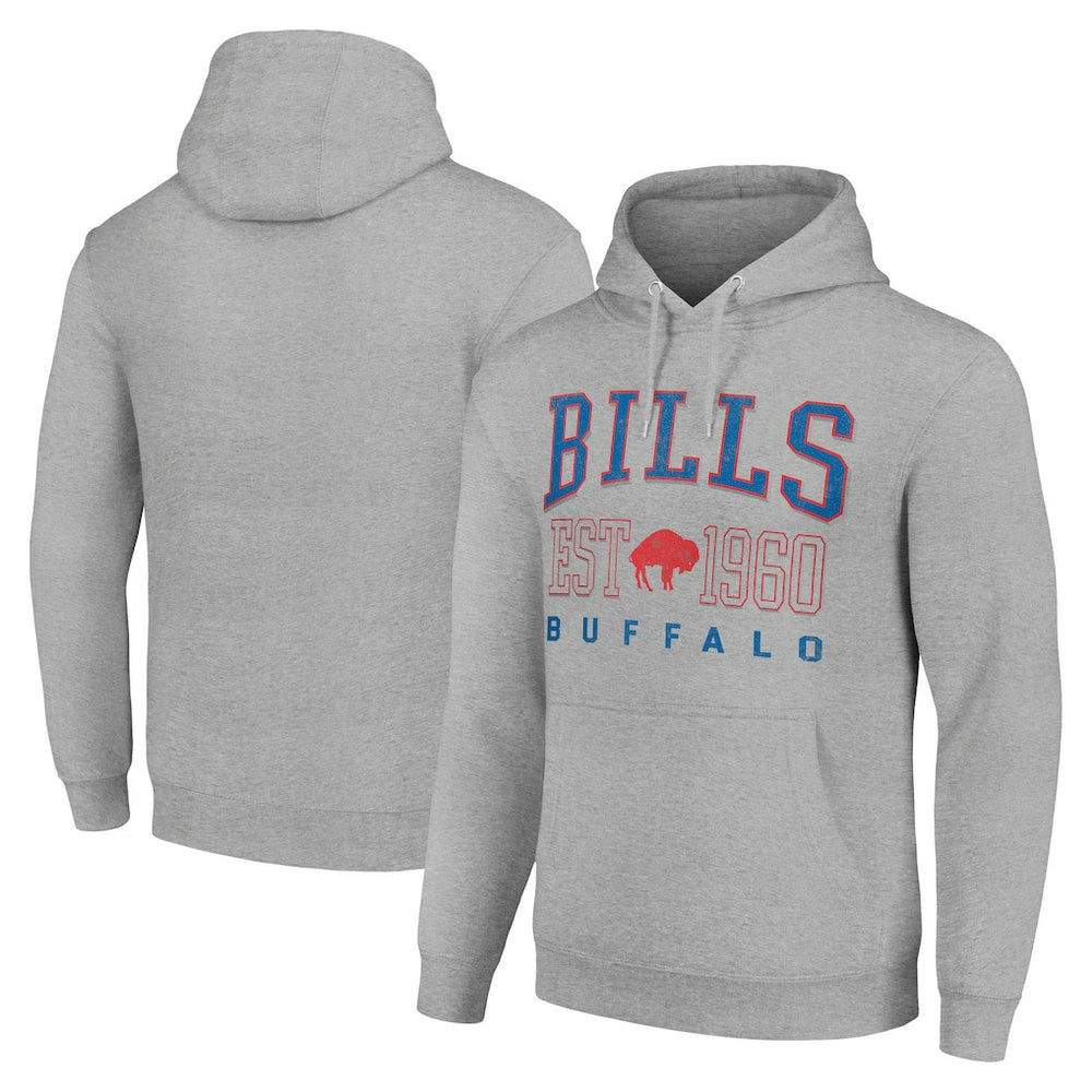 Buffalo Bills Starter Unisex Throwback Logo Pullover Hoodie Heather Gray | NFL