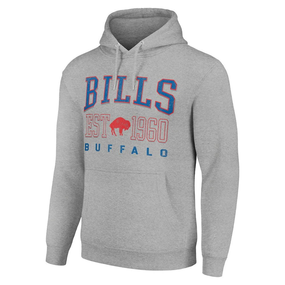 Buffalo Bills Starter Unisex Throwback Logo Pullover Hoodie Heather Gray | NFL