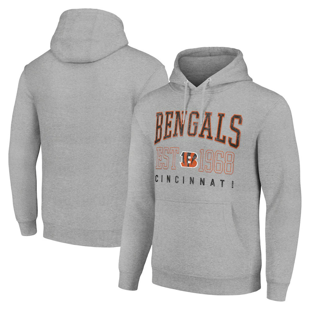 Cincinnati Bengals Starter Unisex Throwback Logo Pullover Hoodie Heather Gray | NFL