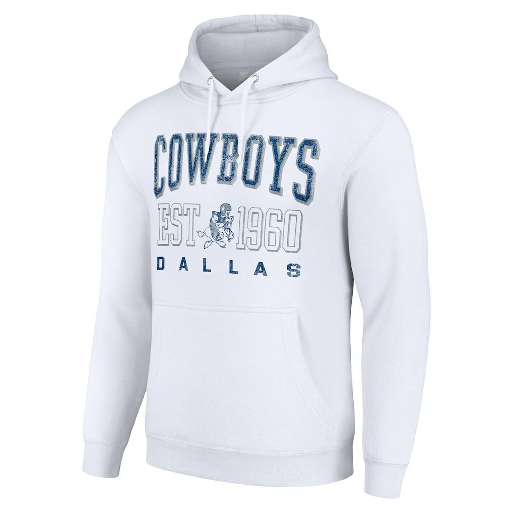Dallas Cowboys Starter Unisex Throwback Logo Pullover Hoodie White | NFL