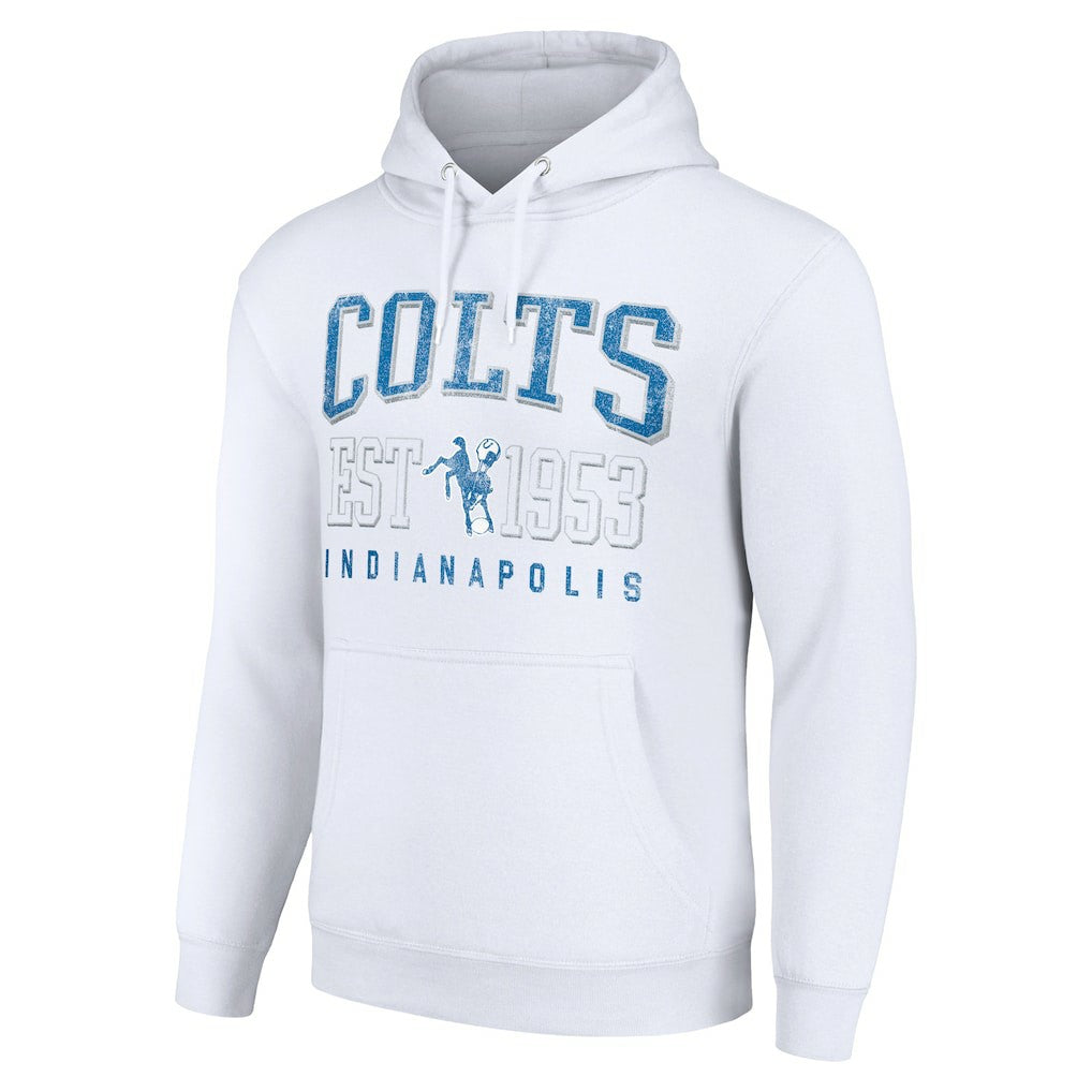 Indianapolis Colts Starter Unisex Throwback Logo Pullover Hoodie White | NFL