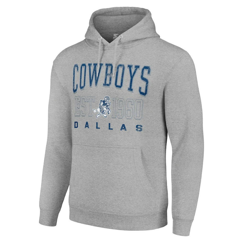 Dallas Cowboys Starter Unisex Throwback Logo Pullover Hoodie Heather Gray | NFL