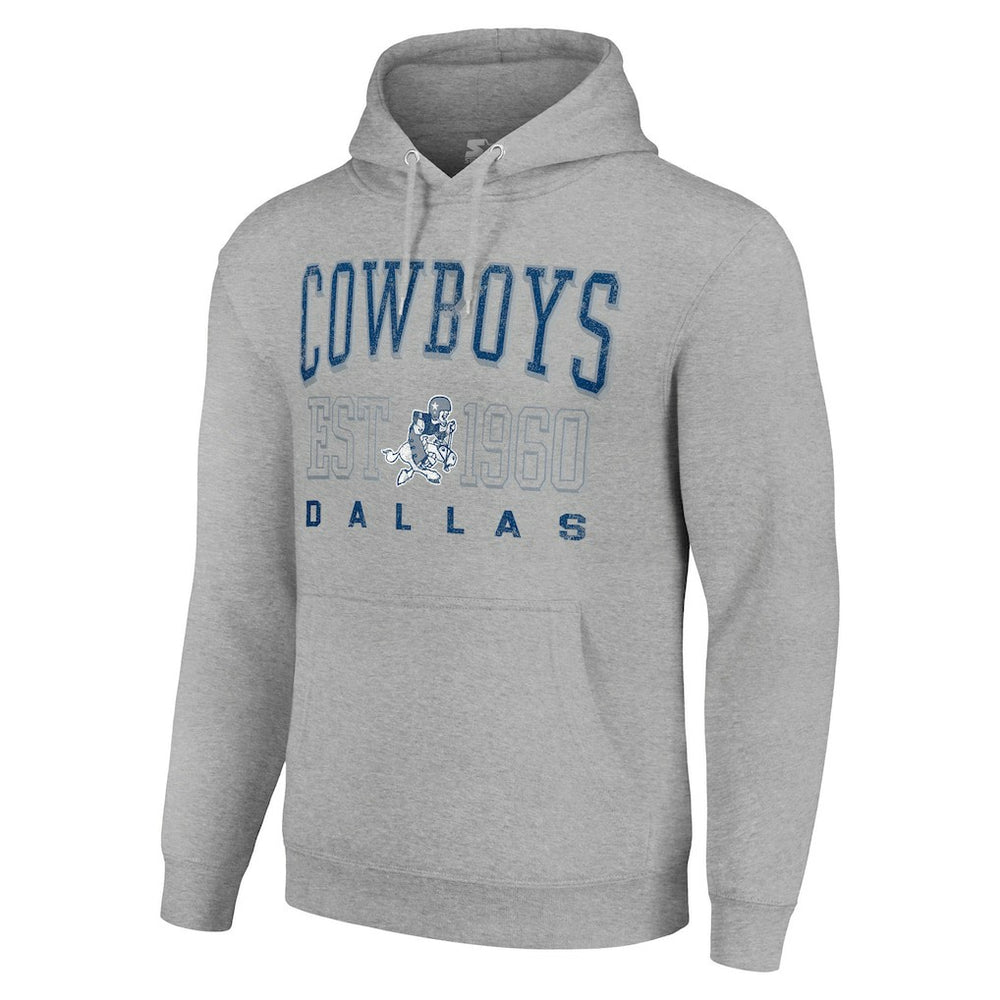 Dallas Cowboys Starter Unisex Throwback Logo Pullover Hoodie Heather Gray | NFL