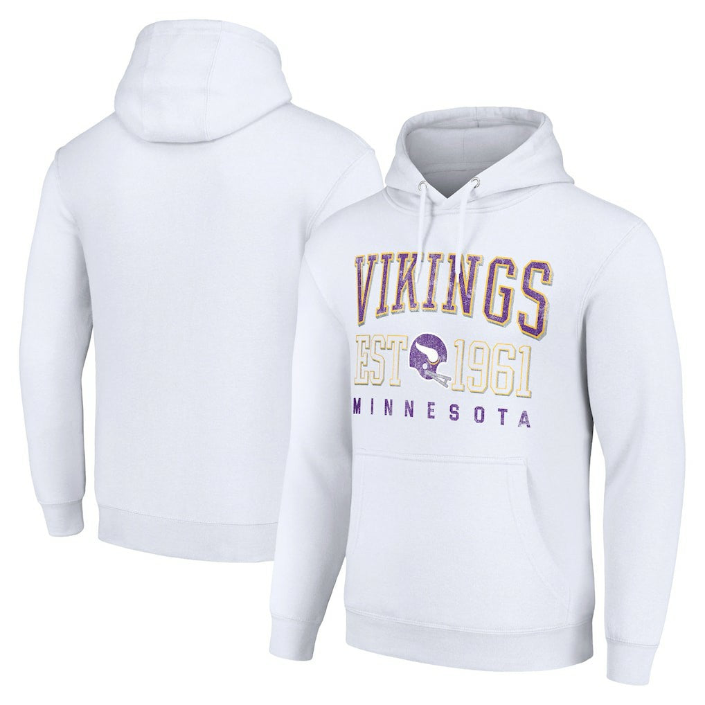 Minnesota Vikings Starter Unisex Throwback Logo Pullover Hoodie White | NFL