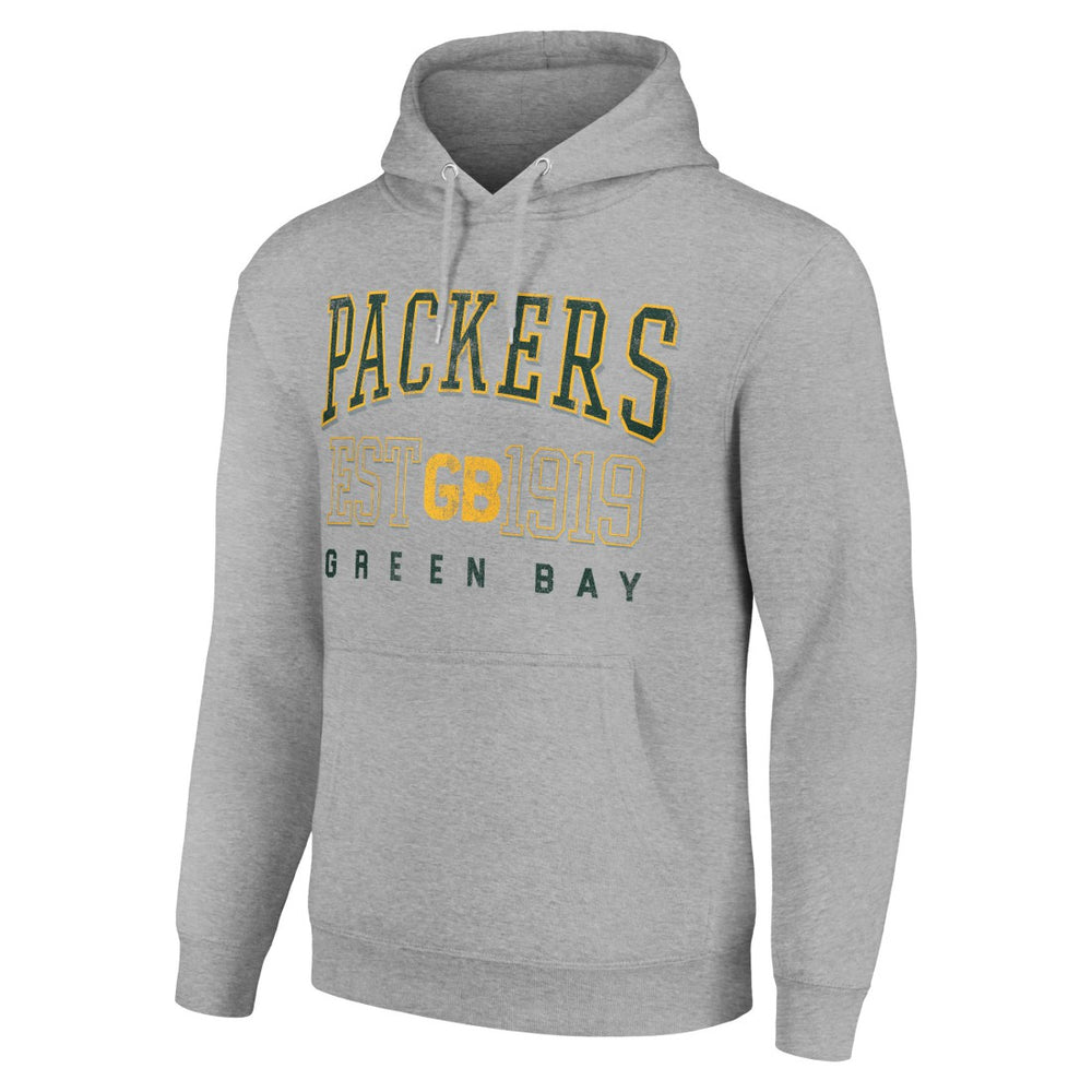 Green Bay Packers Starter Unisex Throwback Logo Pullover Hoodie Heather Gray | NFL