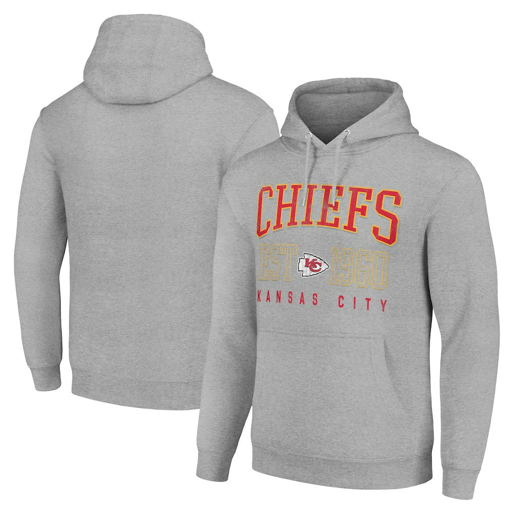 Kansas City Chiefs Starter Unisex Throwback Logo Pullover Hoodie Heather Gray | NFL