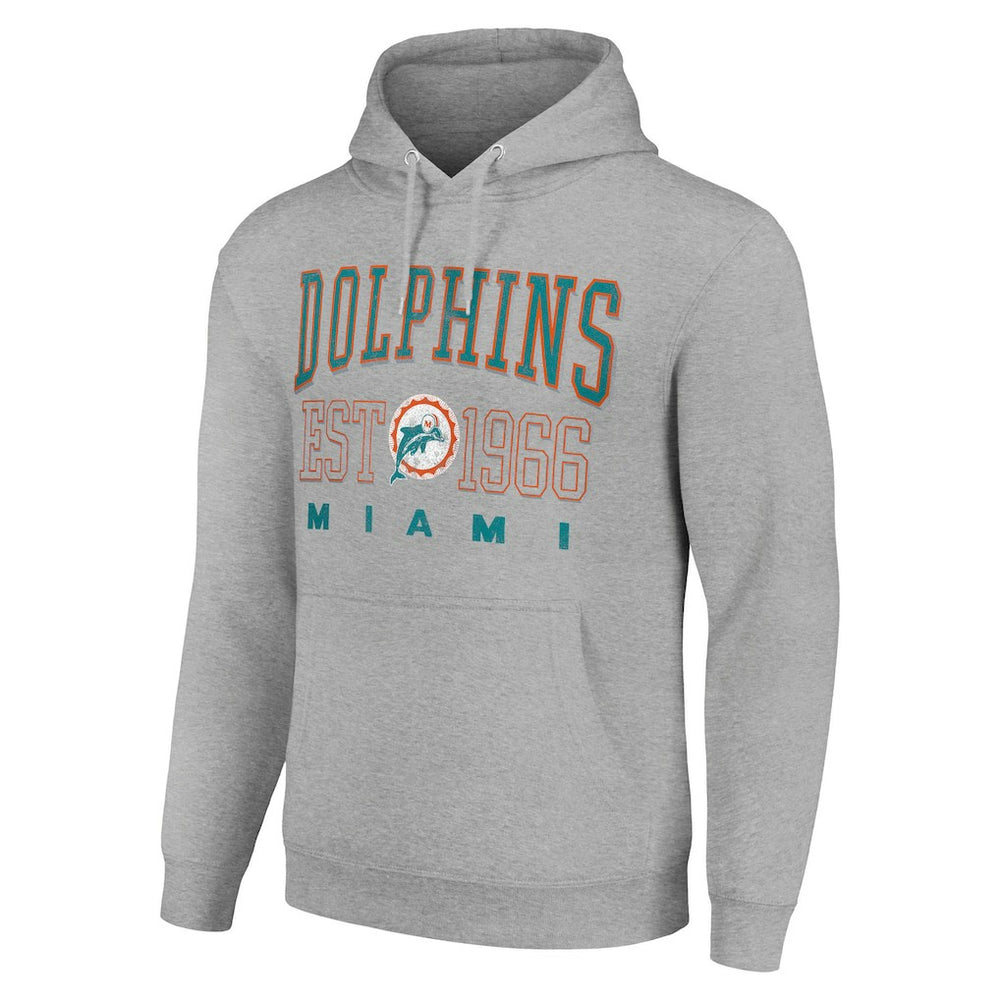 Miami Dolphins Starter Unisex Throwback Logo Pullover Hoodie Heather Gray | NFL