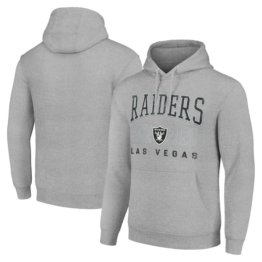 Las Vegas Raiders Starter Unisex Throwback Logo Pullover Hoodie Heather Gray | NFL