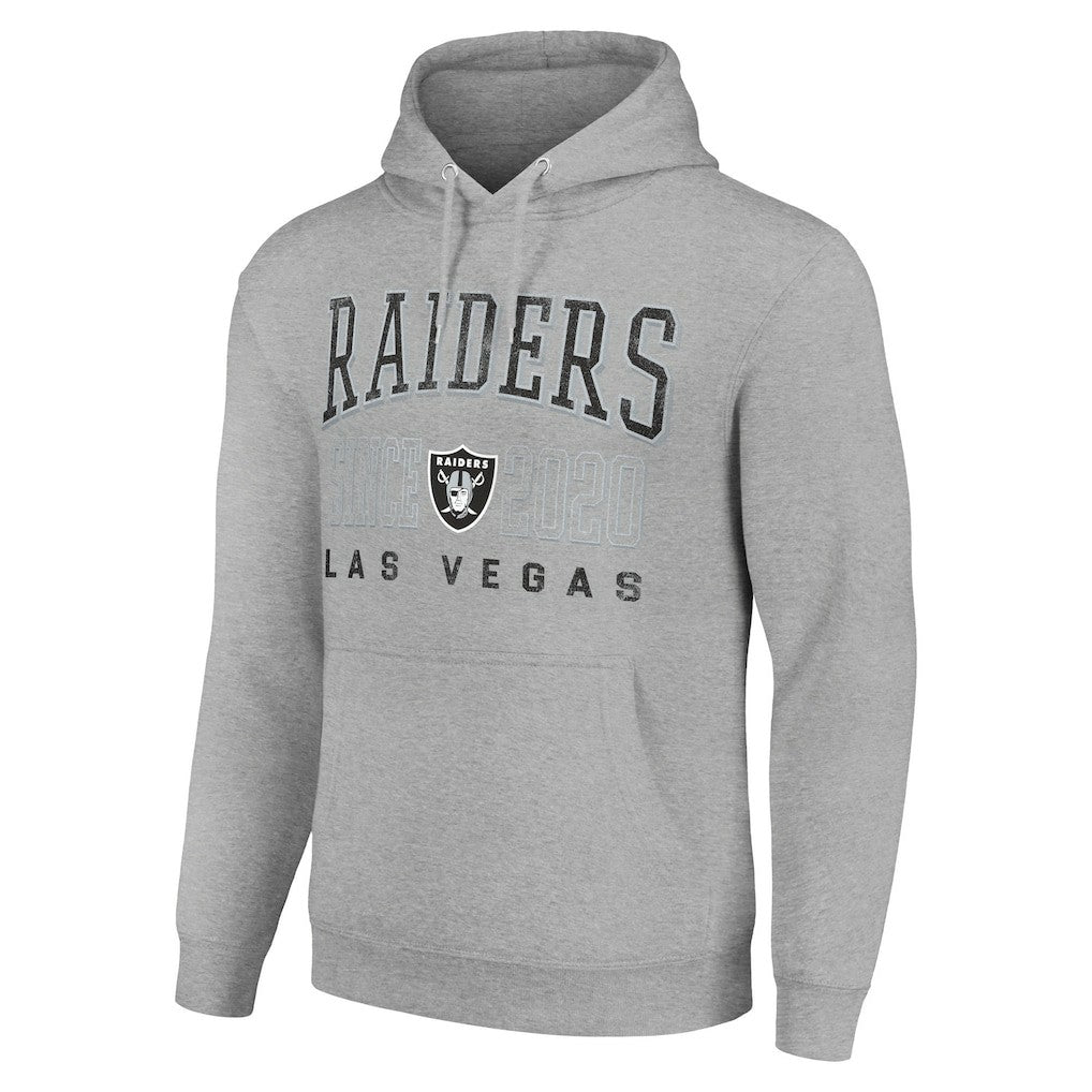 Las Vegas Raiders Starter Unisex Throwback Logo Pullover Hoodie Heather Gray | NFL
