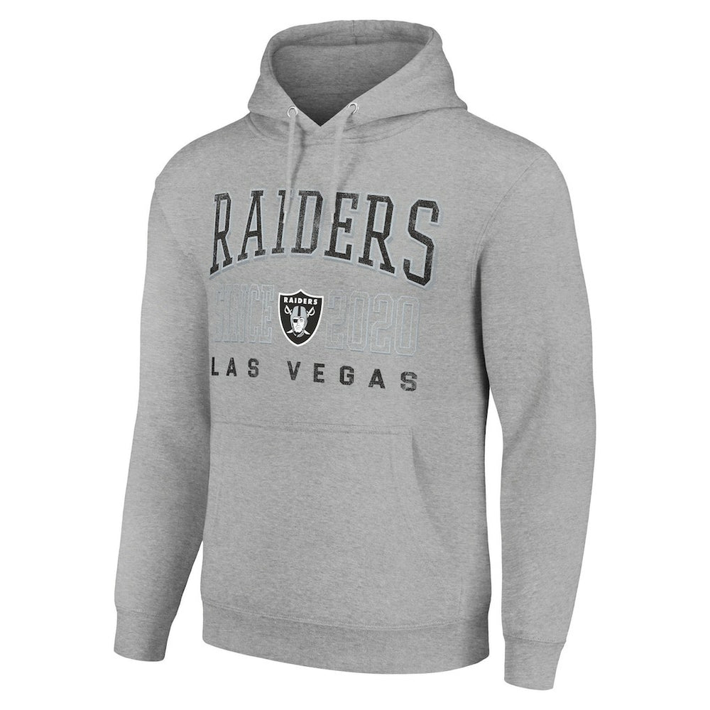 Las Vegas Raiders Starter Unisex Throwback Logo Pullover Hoodie Heather Gray | NFL