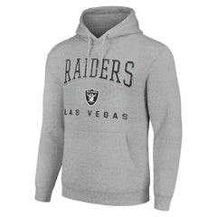 Las Vegas Raiders Starter Unisex Throwback Logo Pullover Hoodie Heather Gray | NFL