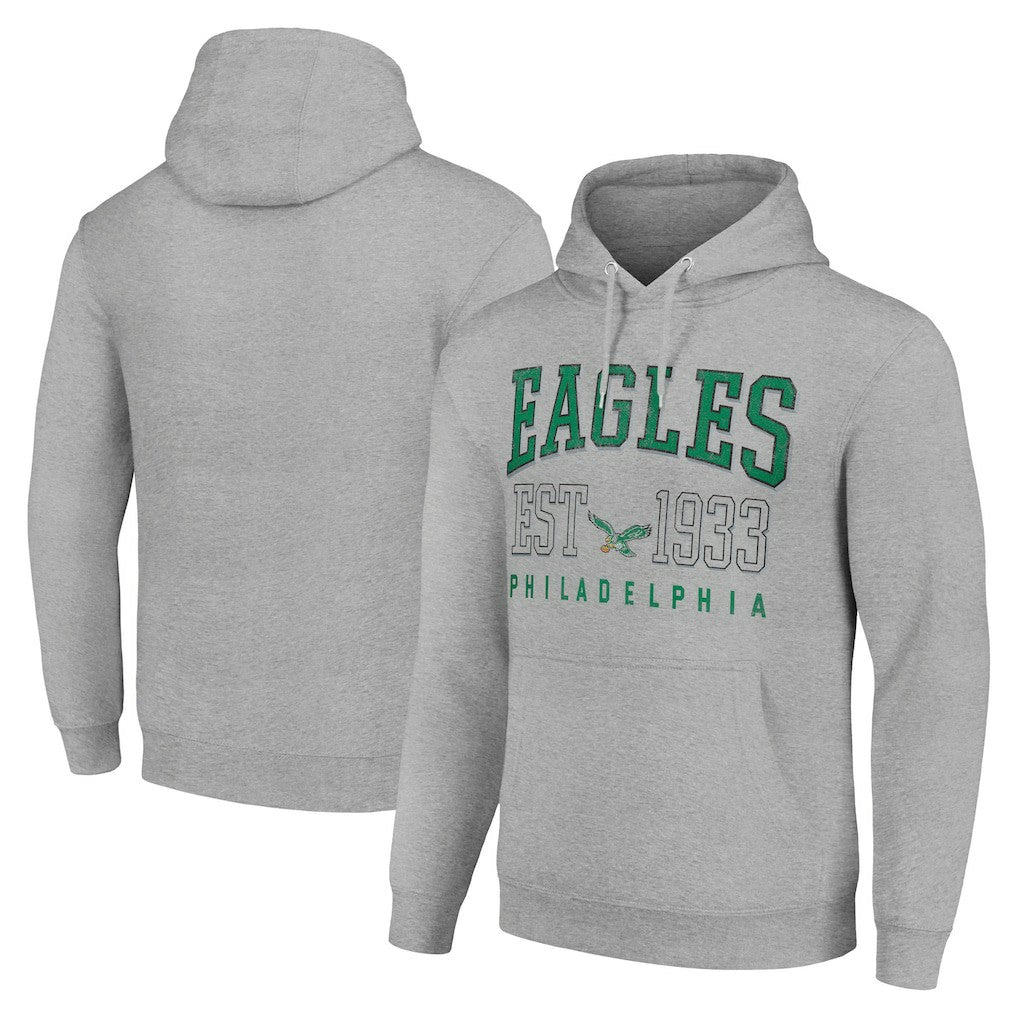 Philadelphia Eagles Starter Unisex Throwback Logo Pullover Hoodie Heather Gray | NFL