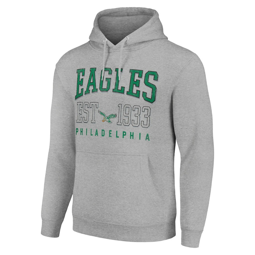 Philadelphia Eagles Starter Unisex Throwback Logo Pullover Hoodie Heather Gray | NFL