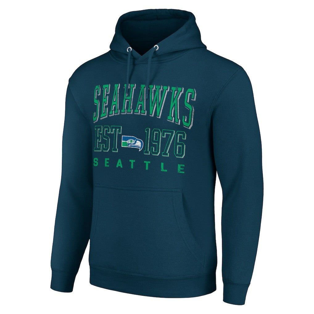 Seattle Seahawks Starter Unisex Throwback Logo Pullover Hoodie College Navy | NFL