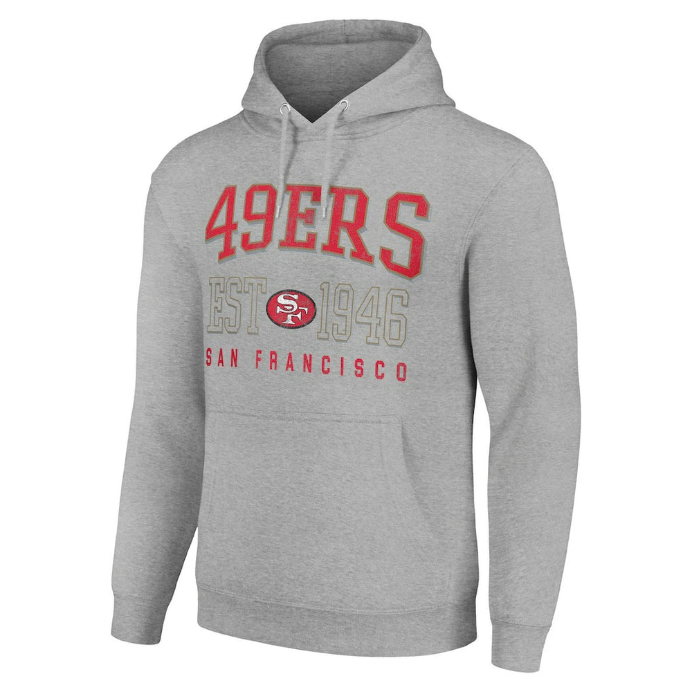 San Francisco 49ers Starter Unisex Throwback Logo Pullover Hoodie Heather Gray | NFL
