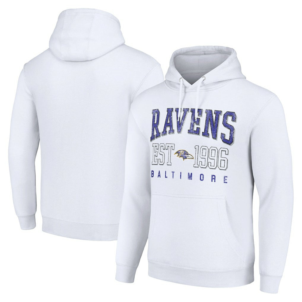 Baltimore Ravens Starter Unisex Throwback Logo Pullover Hoodie White | NFL