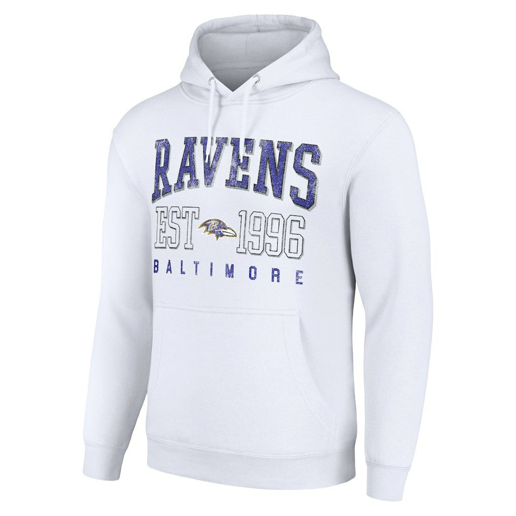 Baltimore Ravens Starter Unisex Throwback Logo Pullover Hoodie White | NFL