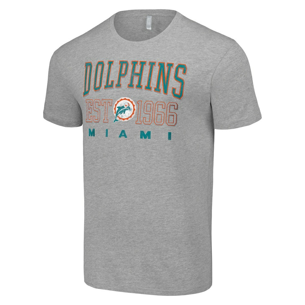 Miami Dolphins Starter Throwback Logo T-Shirt Heather Gray | NFL