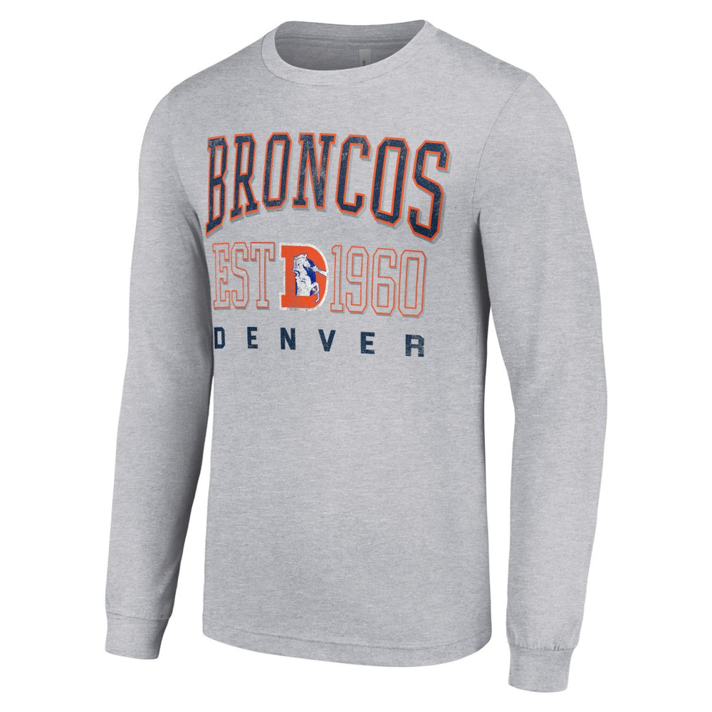Denver Broncos Starter Throwback Logo Long Sleeve T-Shirt Heather Gray | NFL