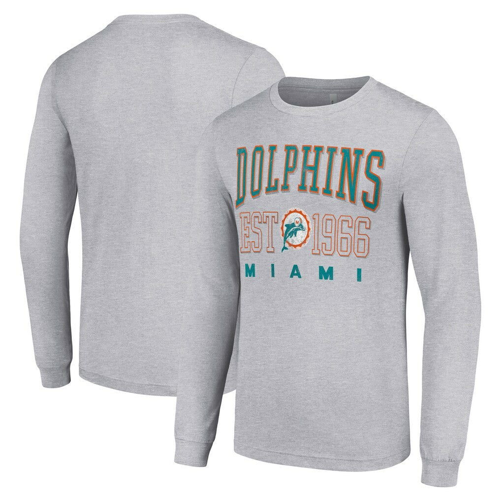 Miami Dolphins Starter Throwback Logo Long Sleeve T-Shirt Heather Gray | NFL