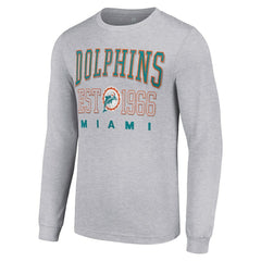 Miami Dolphins Starter Throwback Logo Long Sleeve T-Shirt Heather Gray | NFL