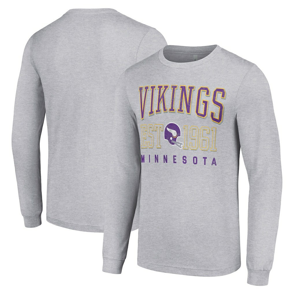 Minnesota Vikings Starter Throwback Logo Long Sleeve T-Shirt Heather Gray | NFL