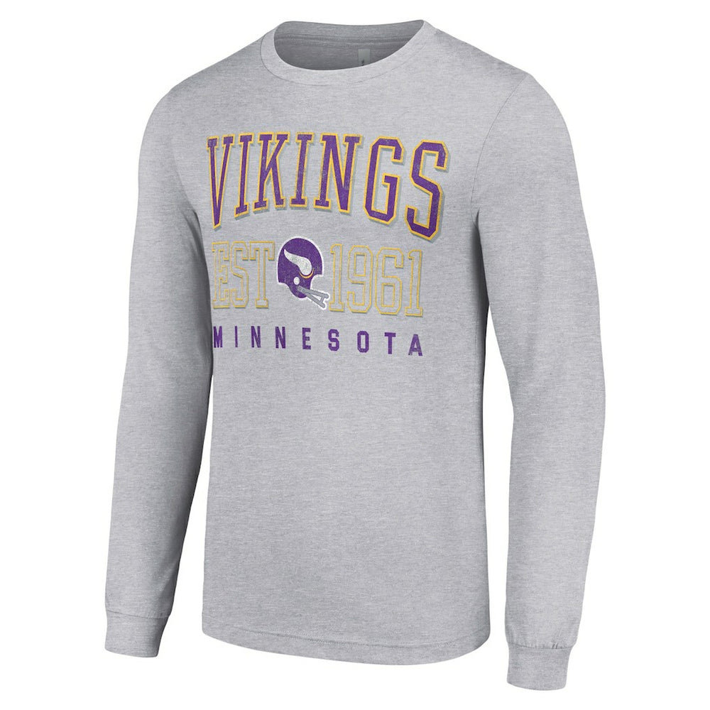 Minnesota Vikings Starter Throwback Logo Long Sleeve T-Shirt Heather Gray | NFL