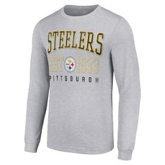 Pittsburgh Steelers Starter Throwback Logo Long Sleeve T-Shirt Heather Gray | NFL