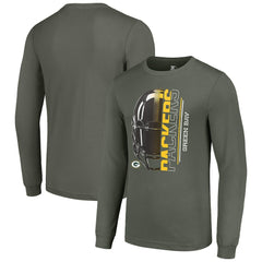 Green Bay Packers Starter Half Helmet Logo Long Sleeve T-Shirt Green | NFL